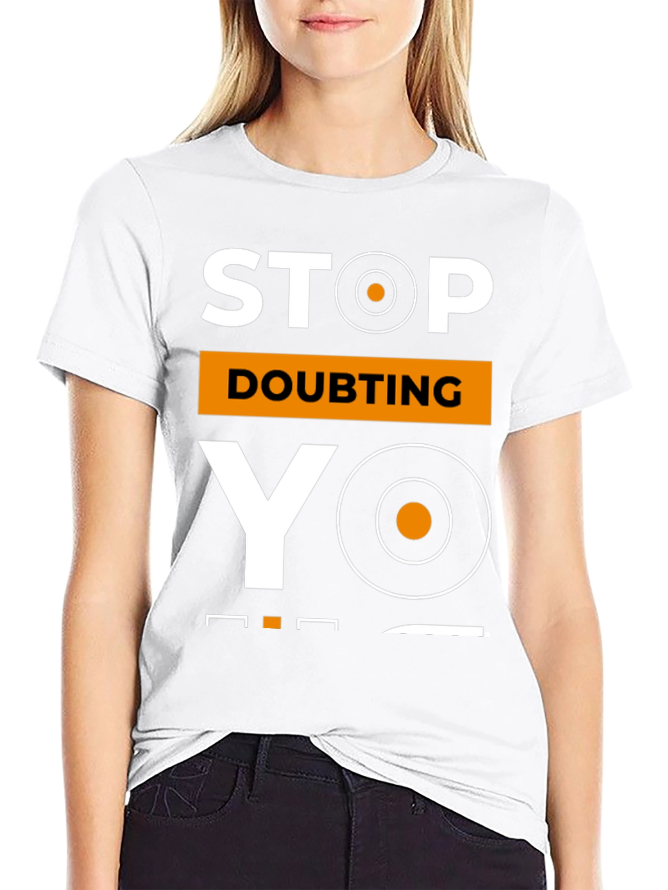 Stop Doubting YO! Black Graphic Tee for Men
