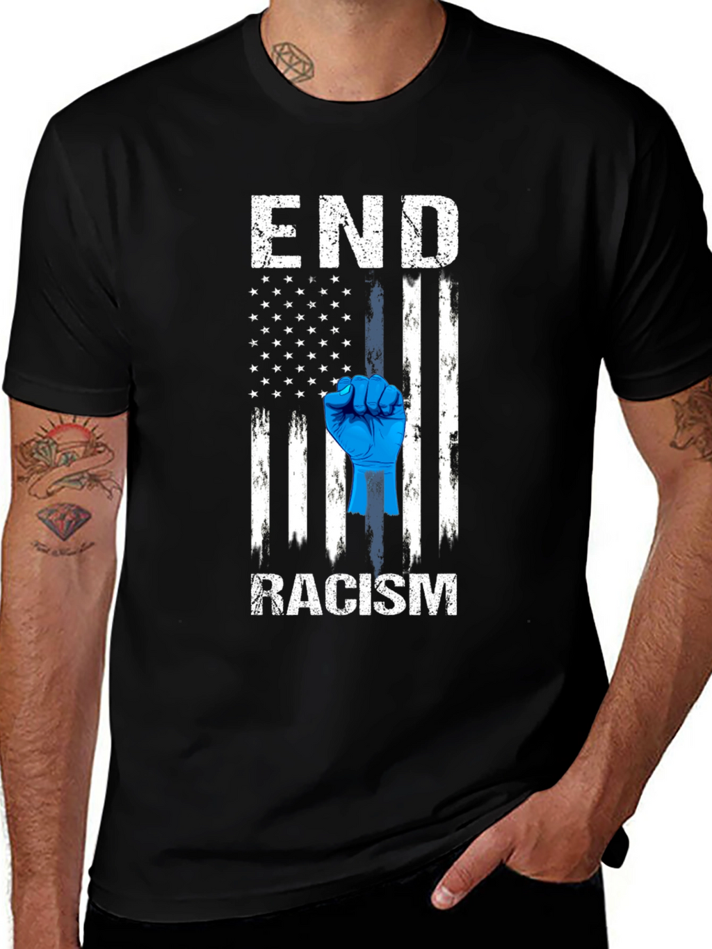 End Racism American Flag T-Shirt