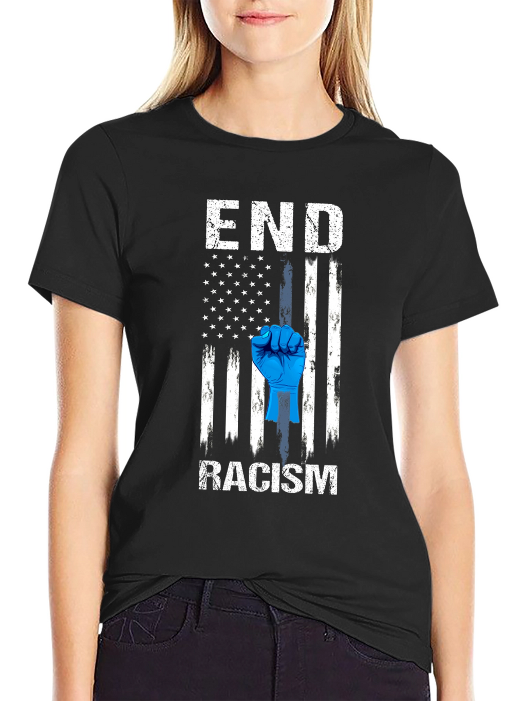 End Racism American Flag T-Shirt