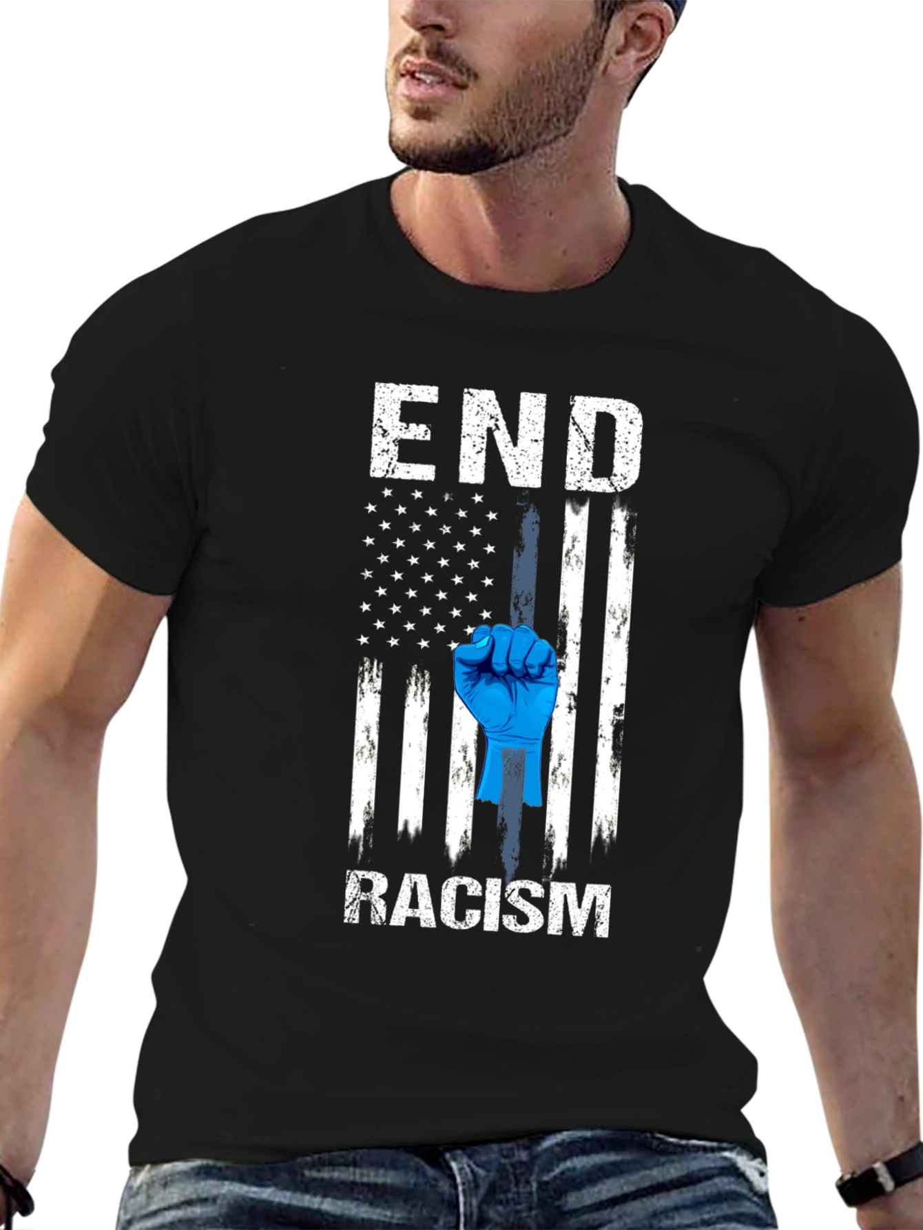 End Racism American Flag T-Shirt