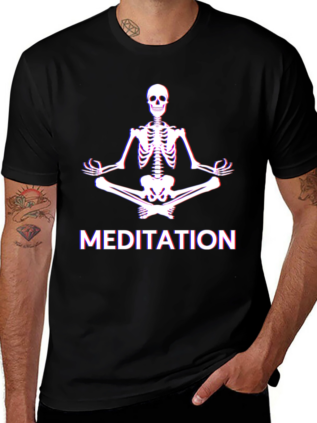 Meditating Skeleton Graphic Tee - Relaxed Fit