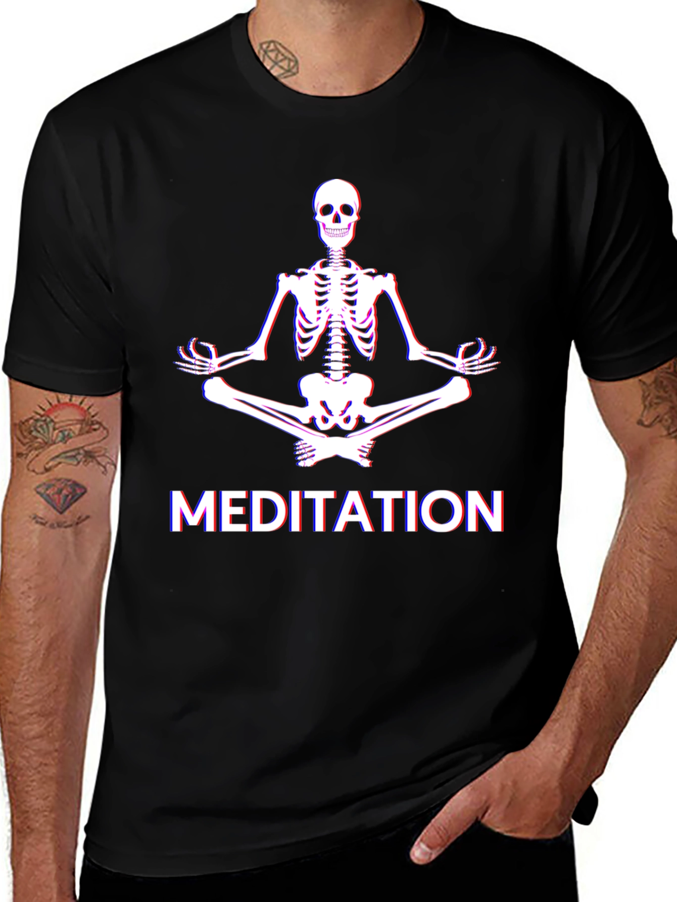 Meditating Skeleton Graphic Tee - Relaxed Fit