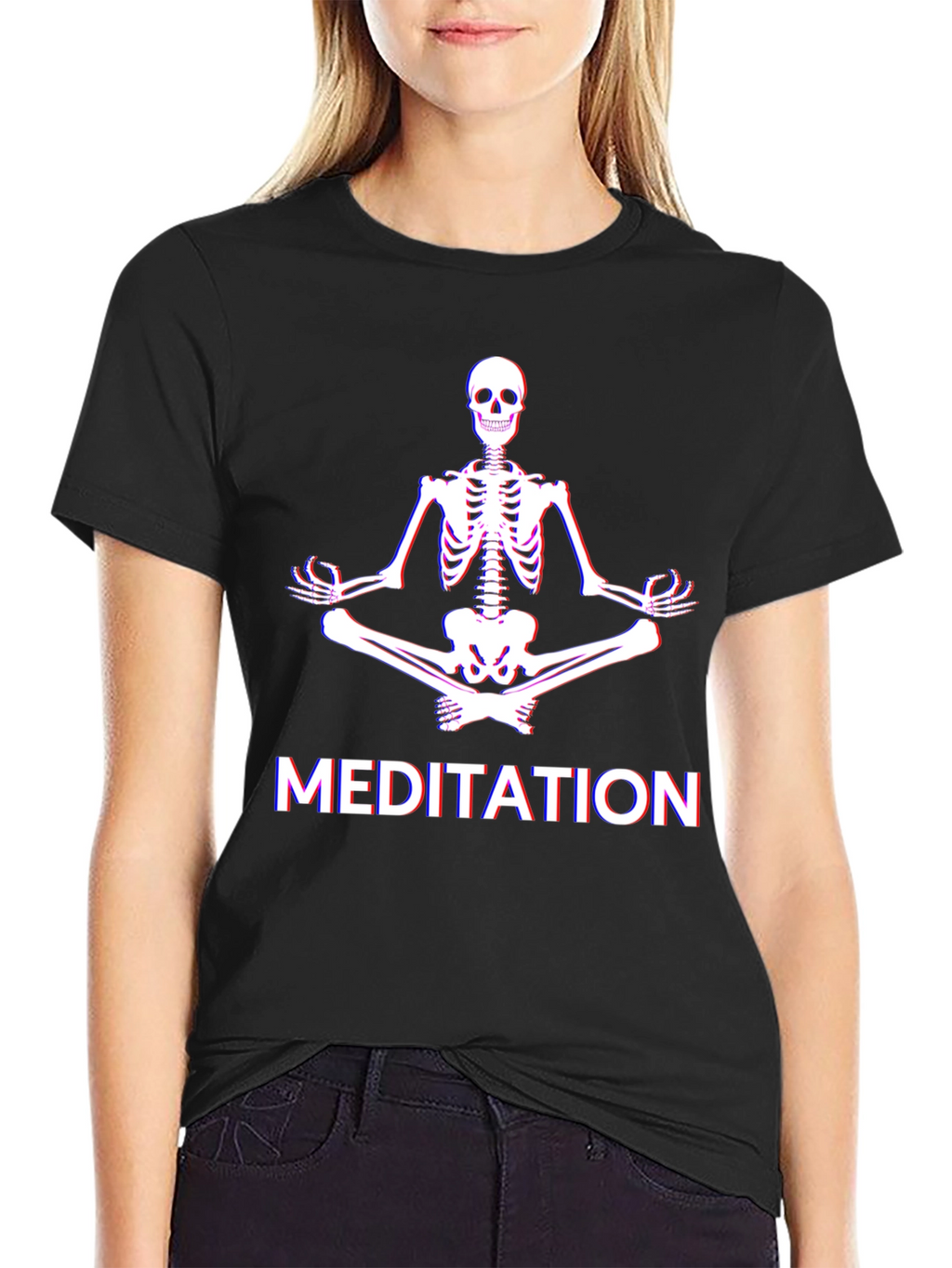 Meditating Skeleton Graphic Tee - Relaxed Fit