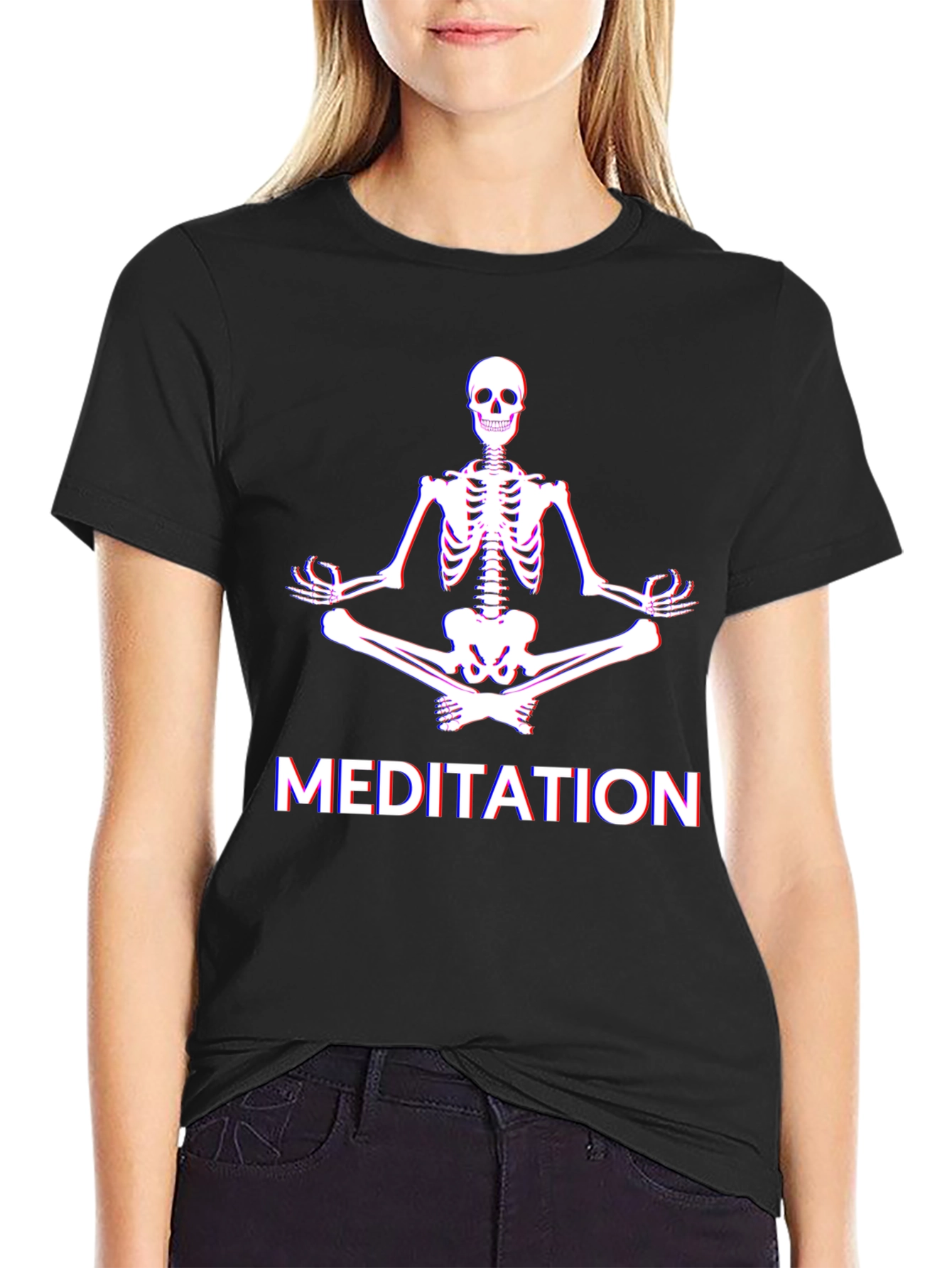 Meditating Skeleton Graphic Tee - Relaxed Fit