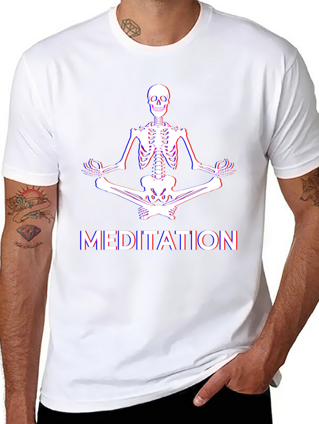 Meditating Skeleton Graphic Tee - Relaxed Fit
