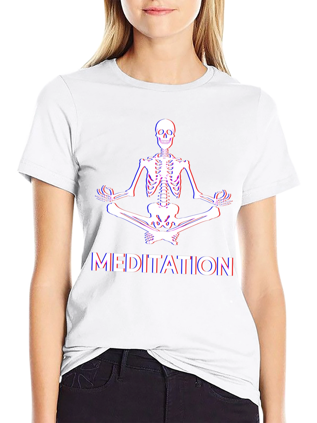 Meditating Skeleton Graphic Tee - Relaxed Fit