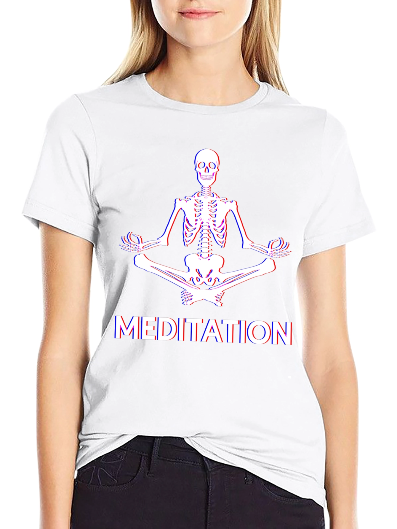 Meditating Skeleton Graphic Tee - Relaxed Fit