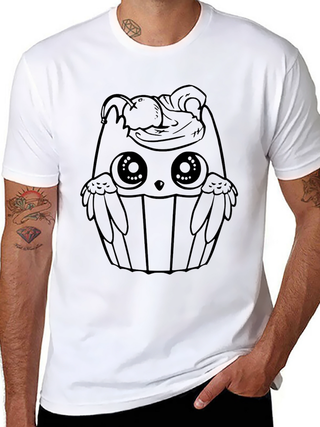 Cupcake Owl T-Shirt - Black Graphic Tee