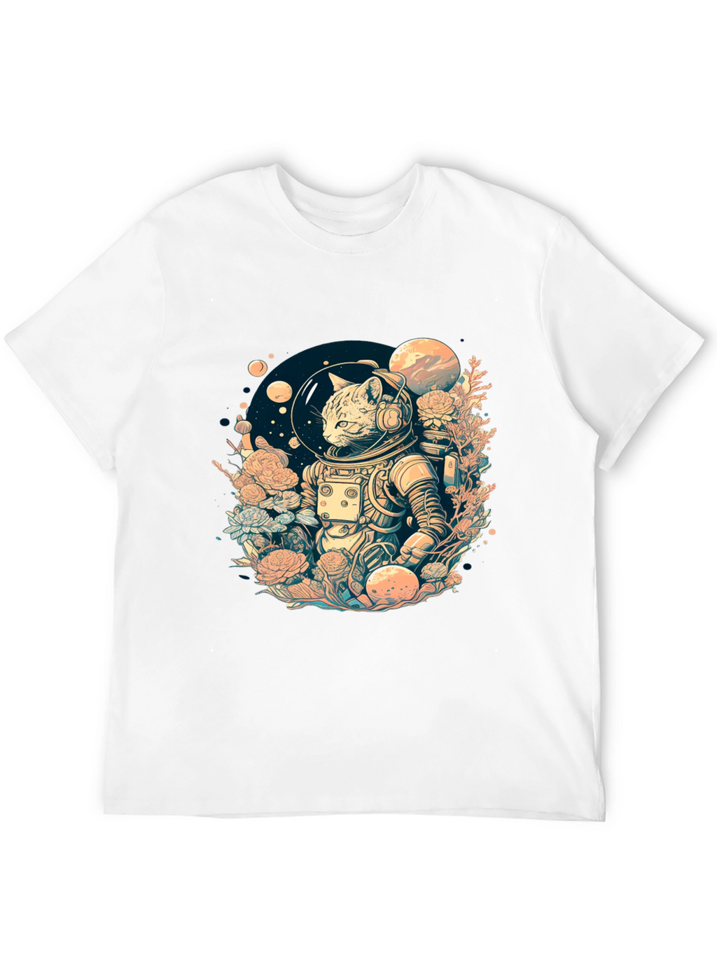 Astronaut Cat Graphic Tee - Space Adventure