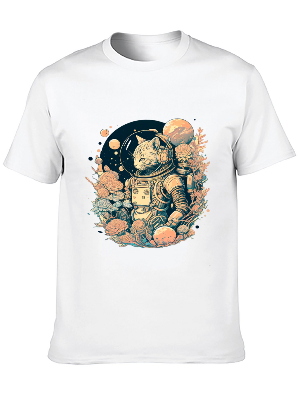 Astronaut Cat Graphic Tee - Space Adventure