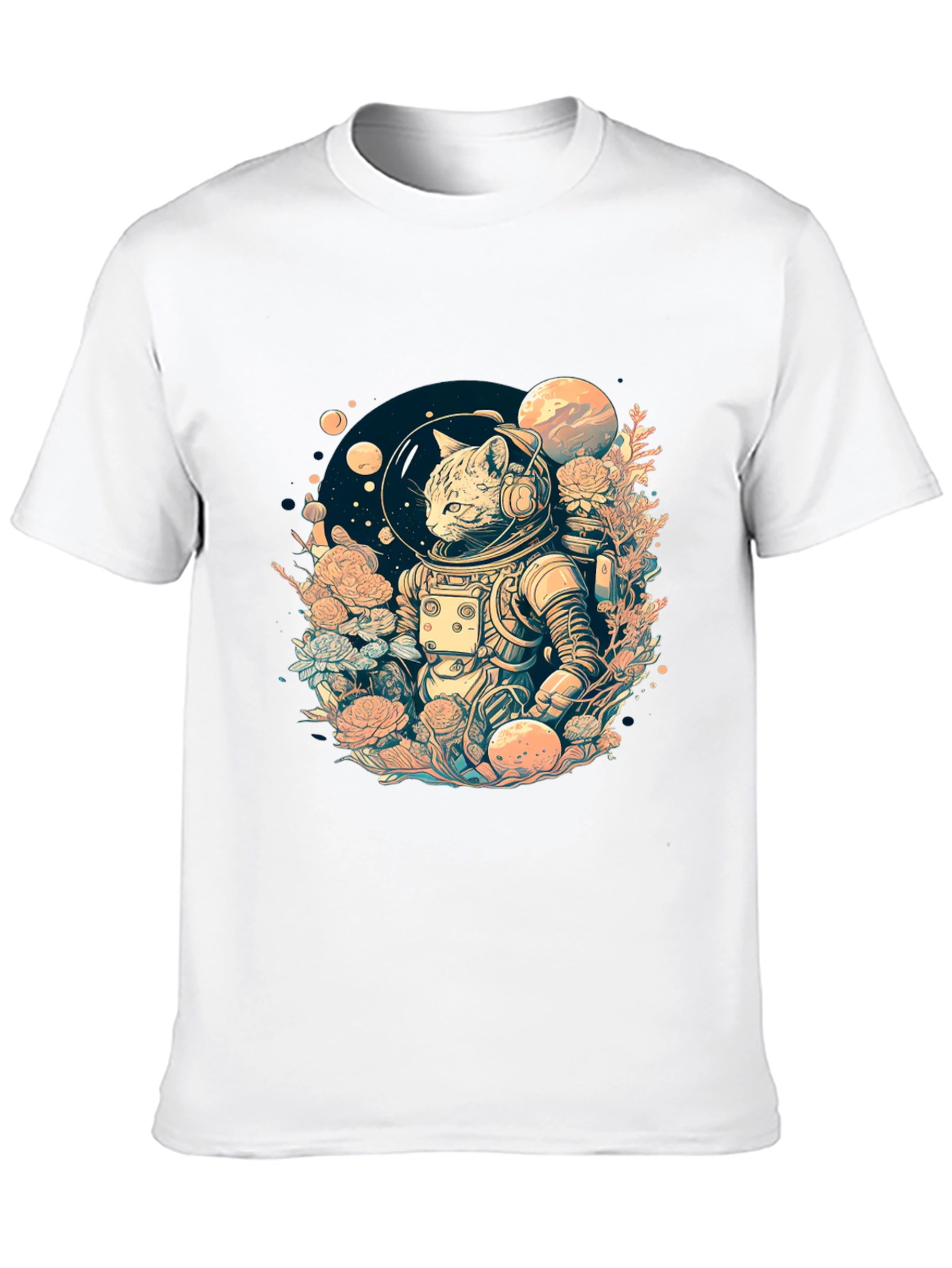 Astronaut Cat Graphic Tee - Space Adventure