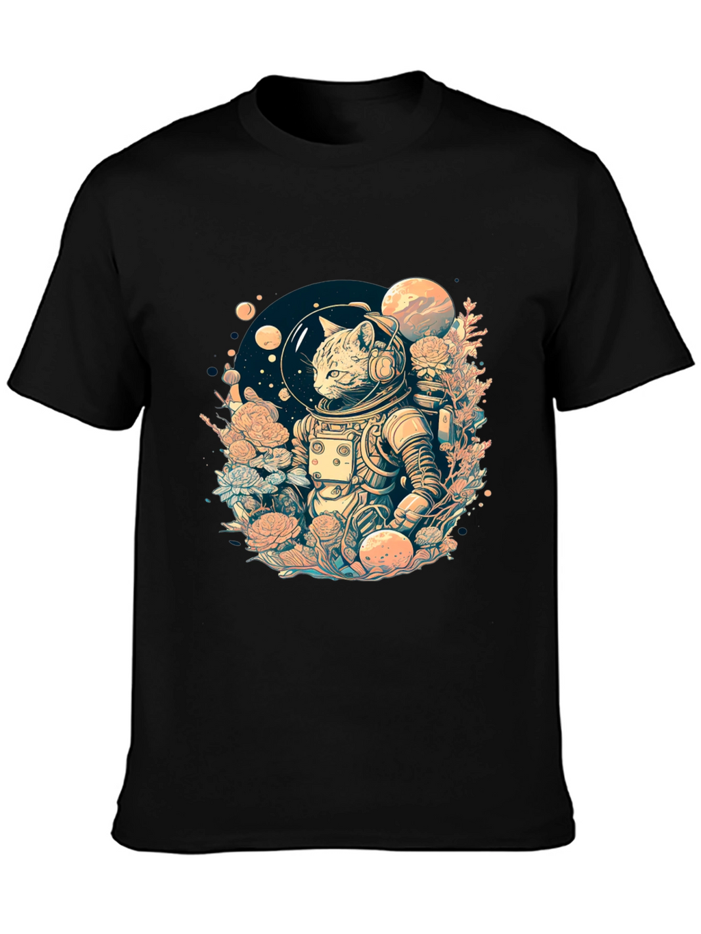 Astronaut Cat Graphic Tee - Space Adventure
