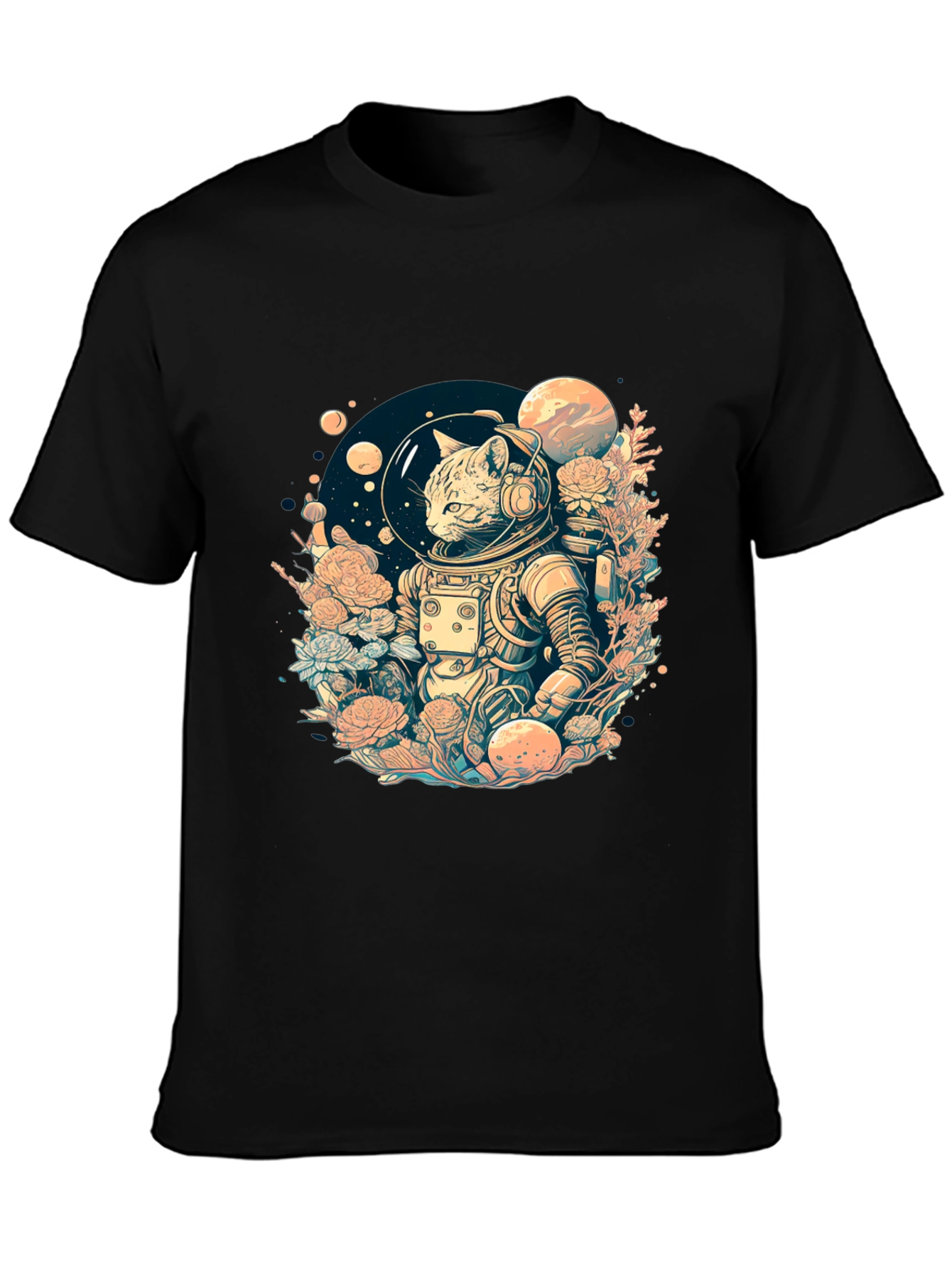 Astronaut Cat Graphic Tee - Space Adventure
