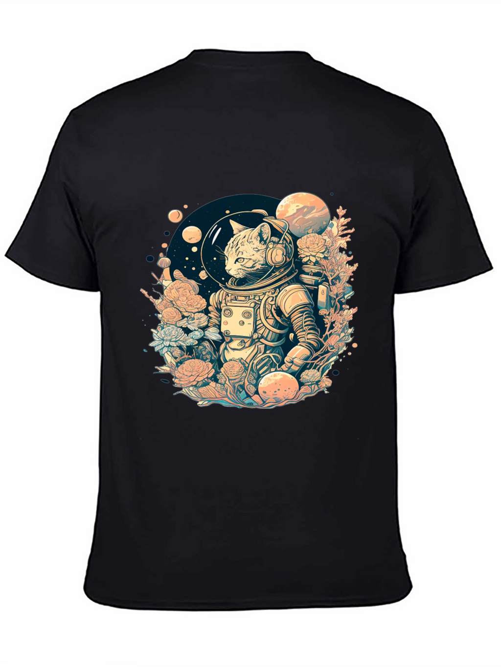 Astronaut Cat Graphic Tee - Space Adventure
