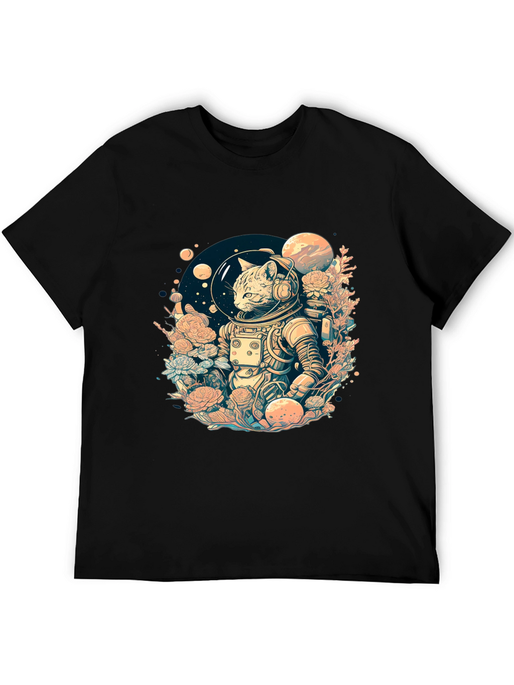 Astronaut Cat Graphic Tee - Space Adventure