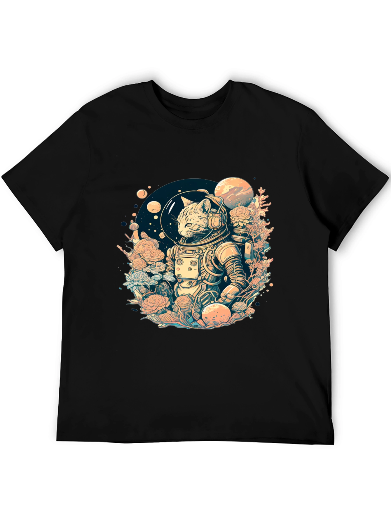 Astronaut Cat Graphic Tee - Space Adventure