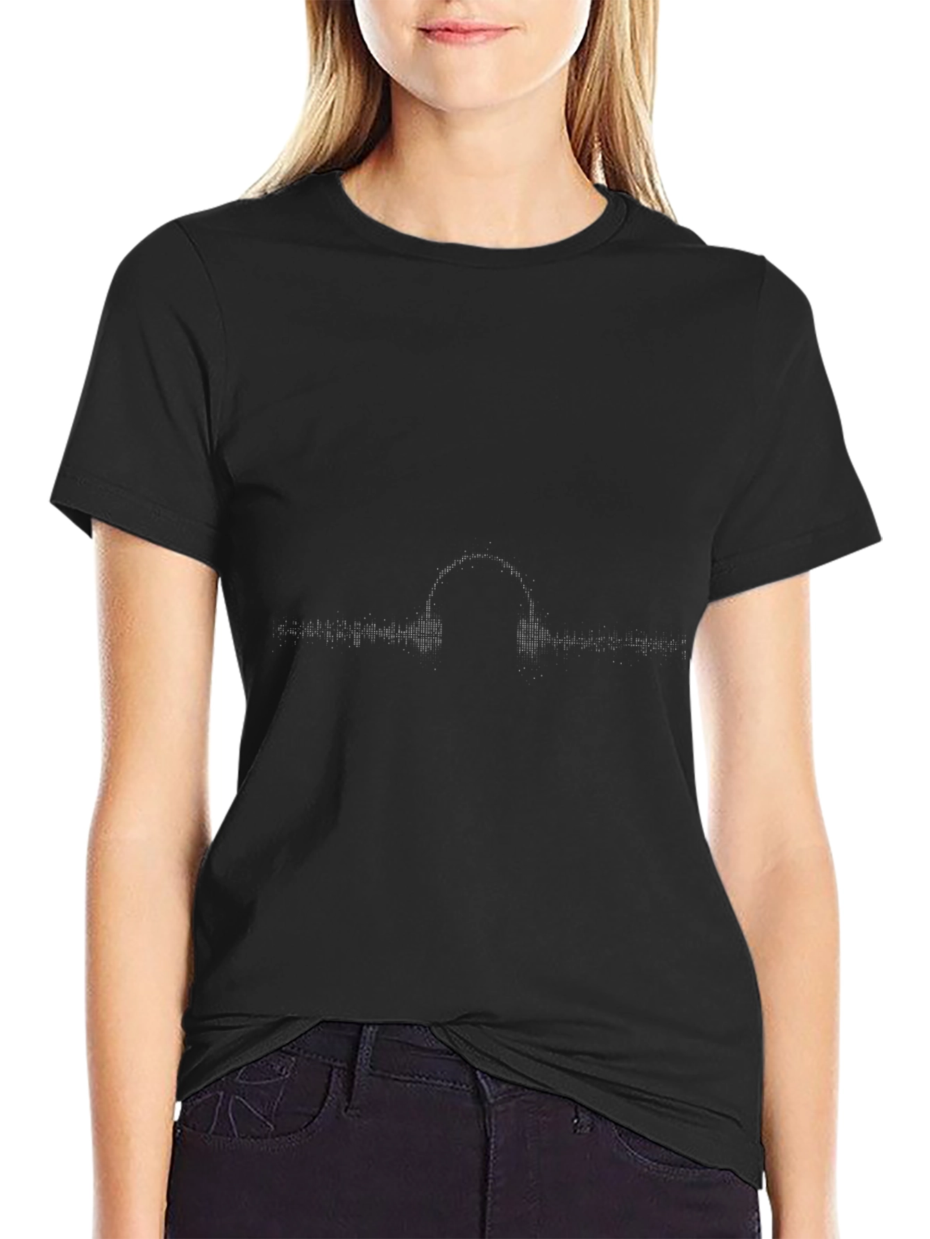 Black Graphic Tee - Headphones and Equalizer Design