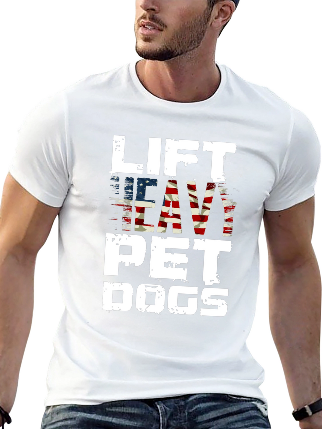 Lift Heavy Pet Dogs Patriotic Graphic Tee