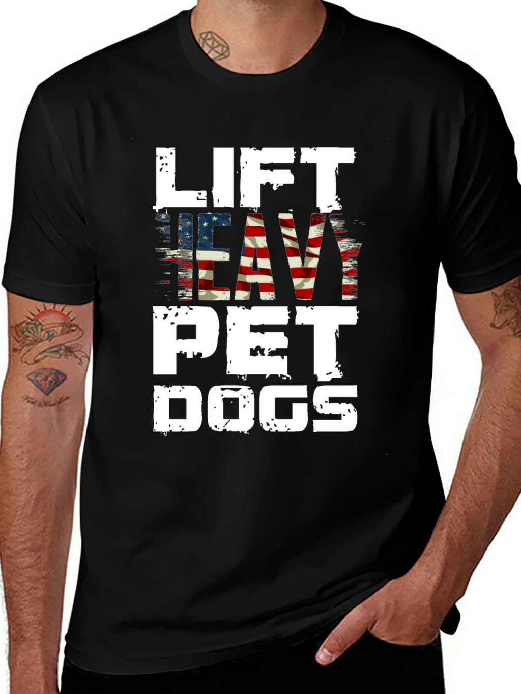 Lift Heavy Pet Dogs Patriotic Graphic Tee