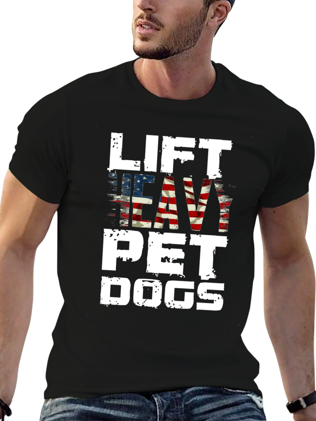 Lift Heavy Pet Dogs Patriotic Graphic Tee