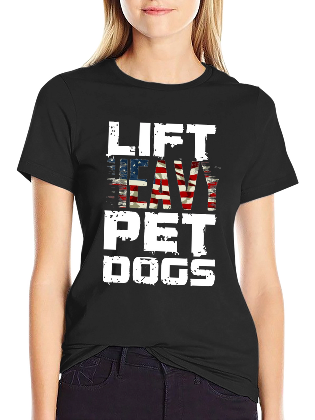 Lift Heavy Pet Dogs Patriotic Graphic Tee