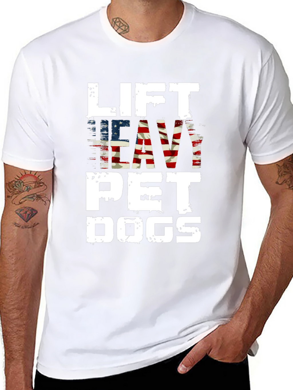 Lift Heavy Pet Dogs Patriotic Graphic Tee