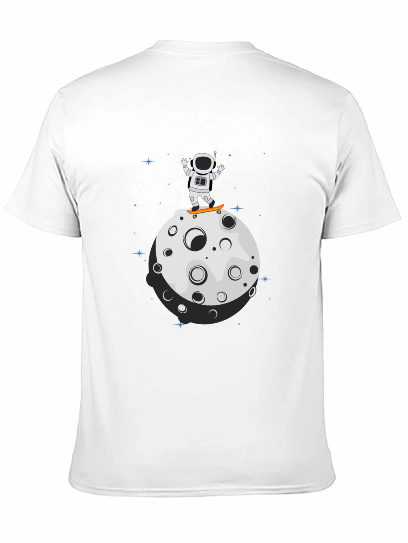Astronaut Skateboard Moon Black T-Shirt
