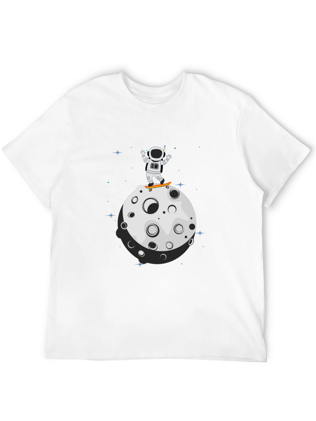Astronaut Skateboard Moon Black T-Shirt