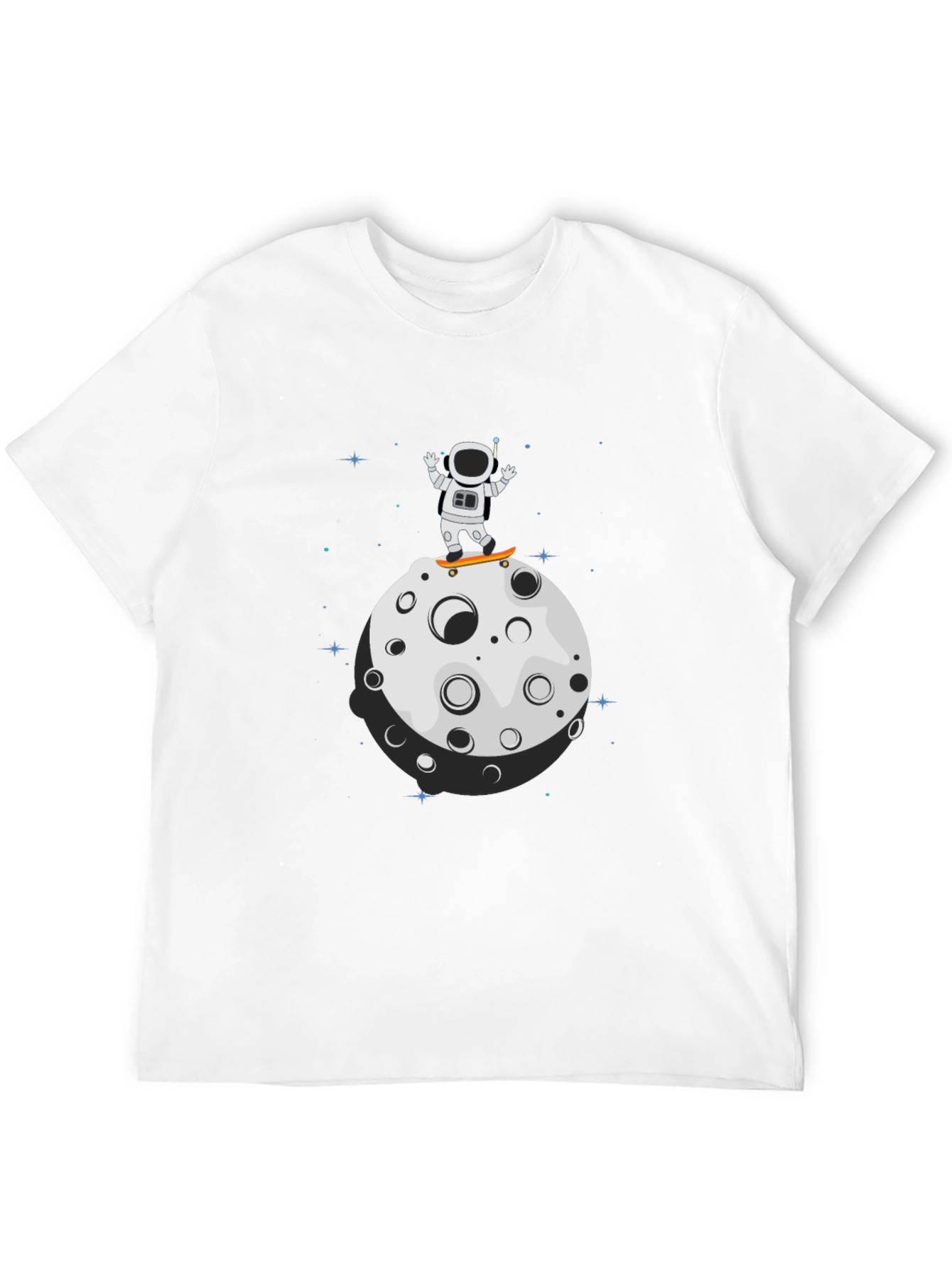Astronaut Skateboard Moon Black T-Shirt