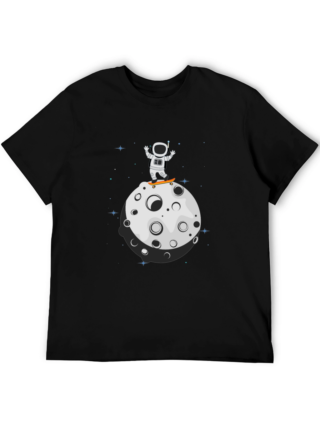 Astronaut Skateboard Moon Black T-Shirt
