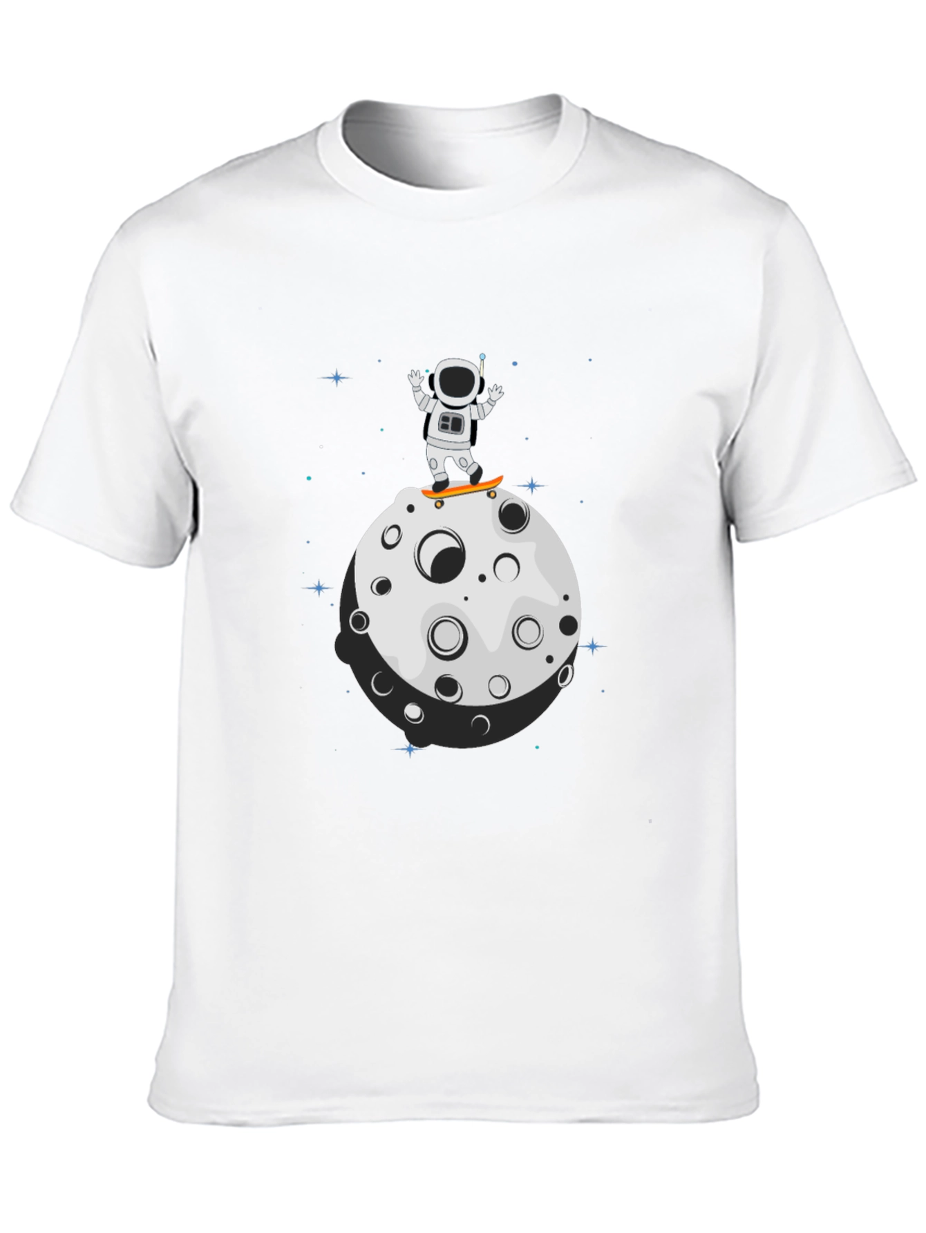 Astronaut Skateboard Moon Black T-Shirt