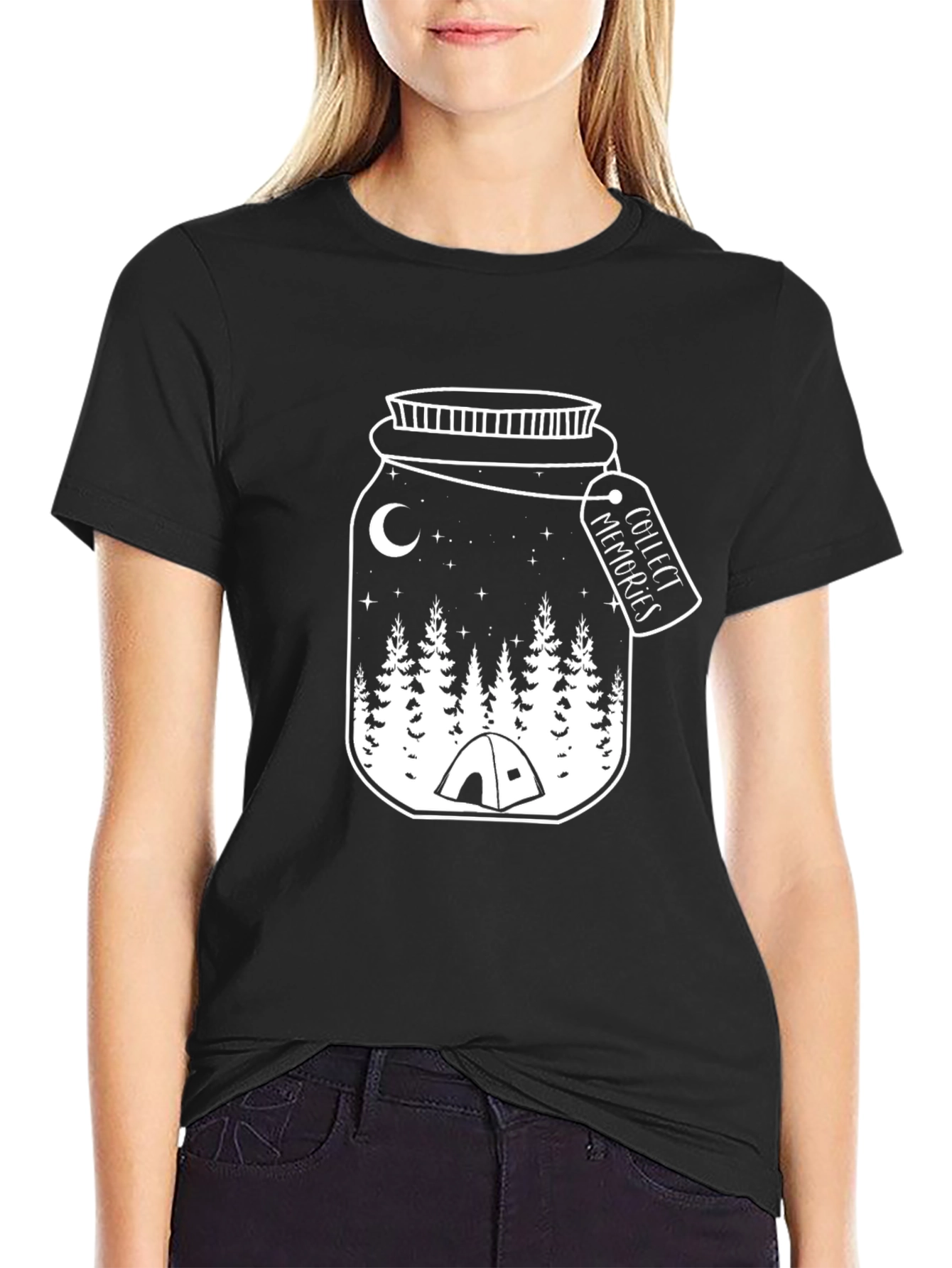 Collect Memories Camping Jar T-Shirt - Black