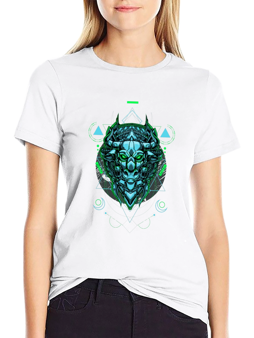 Cyber Bull Graphic Tee - Edgy Style