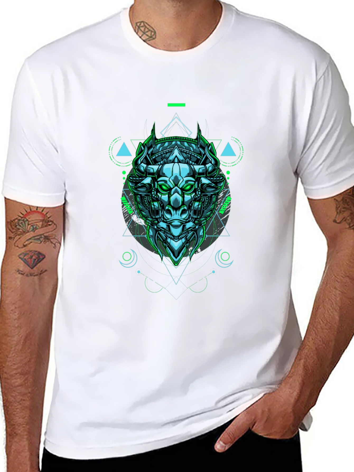 Cyber Bull Graphic Tee - Edgy Style