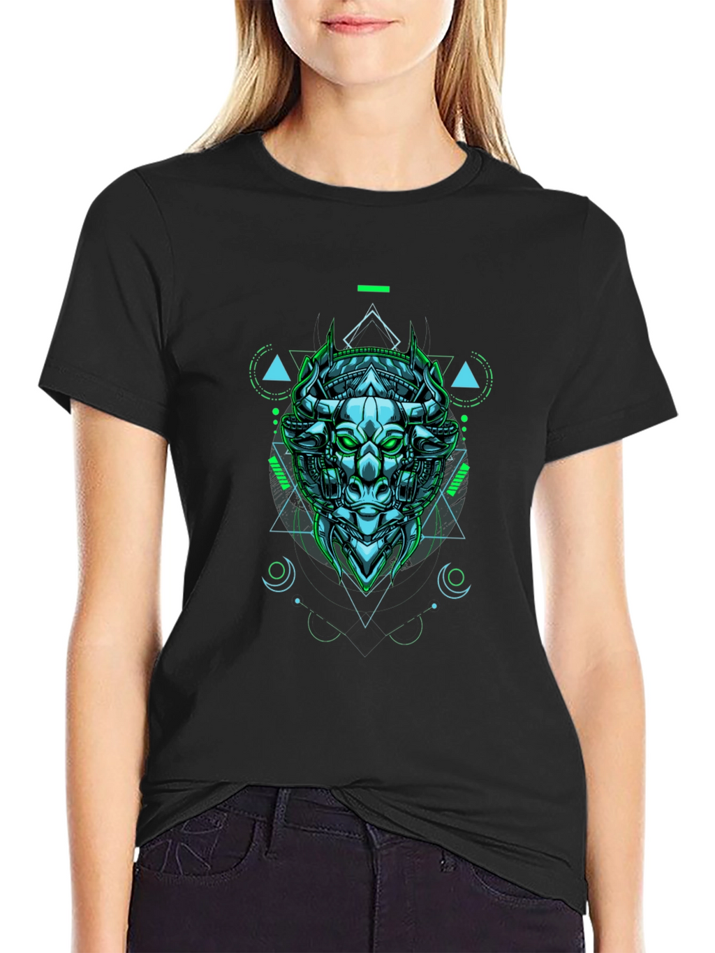 Cyber Bull Graphic Tee - Edgy Style