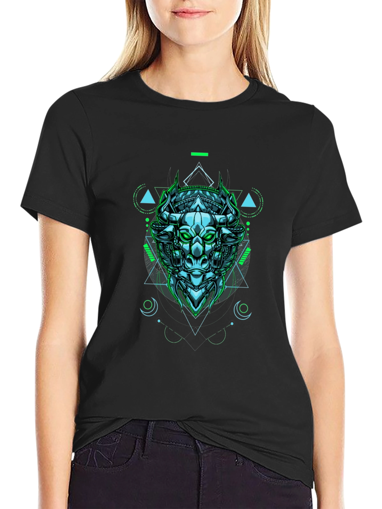 Cyber Bull Graphic Tee - Edgy Style