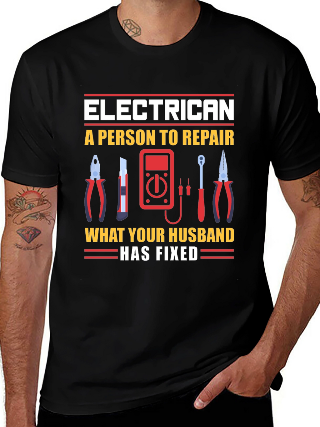 Electrician Husband Repair Funny T-Shirt