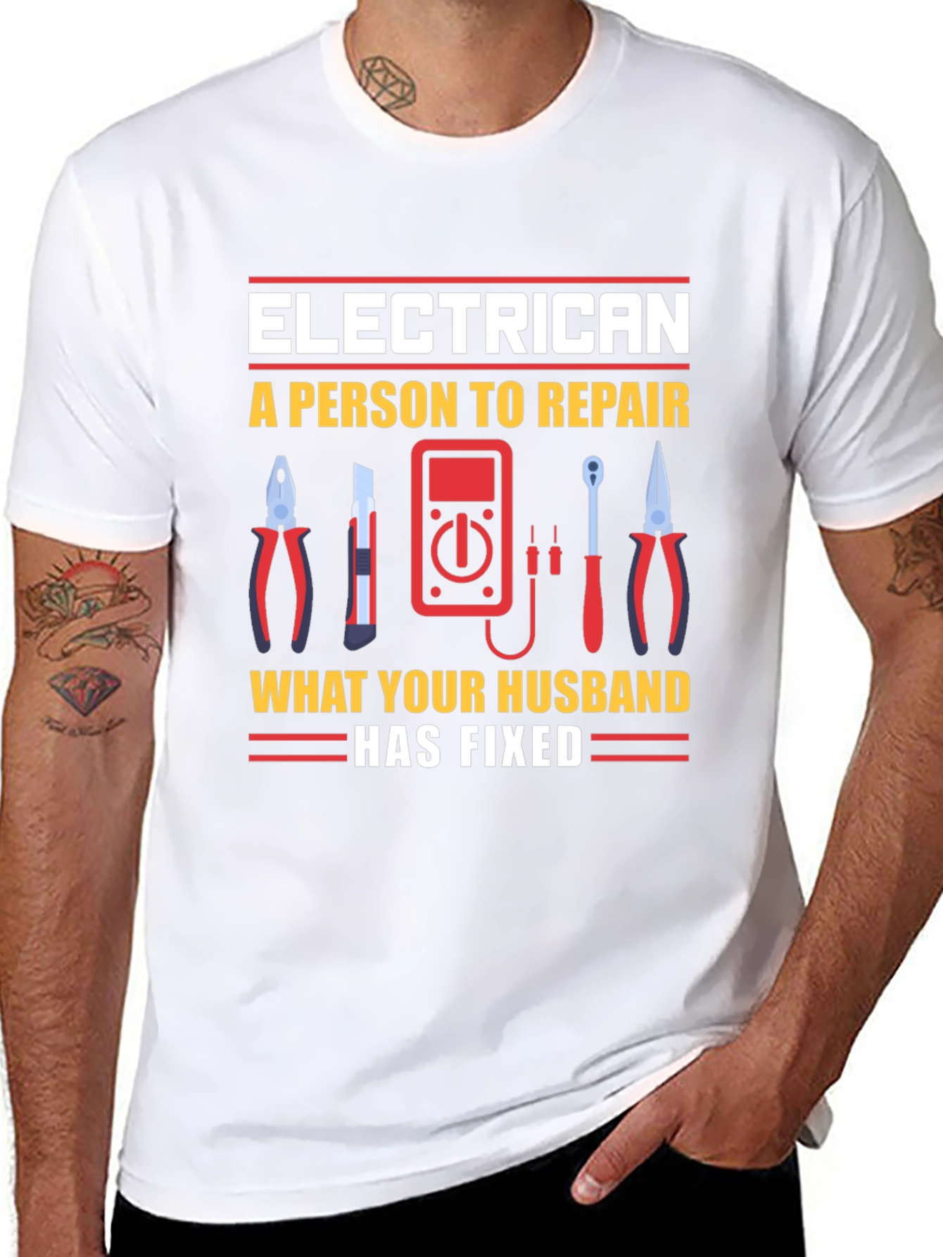 Electrician Husband Repair Funny T-Shirt