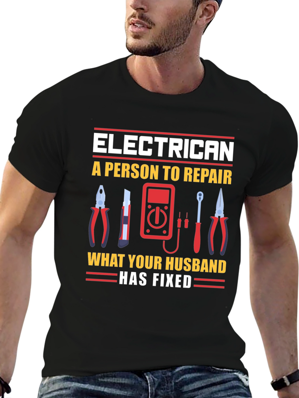 Electrician Husband Repair Funny T-Shirt