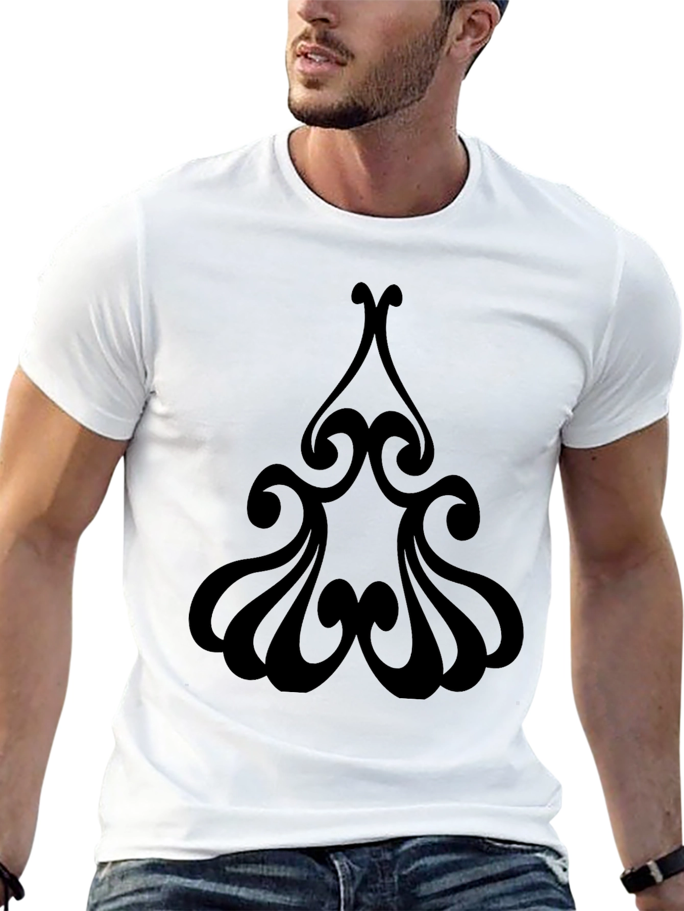 Black T-Shirt with Abstract Design