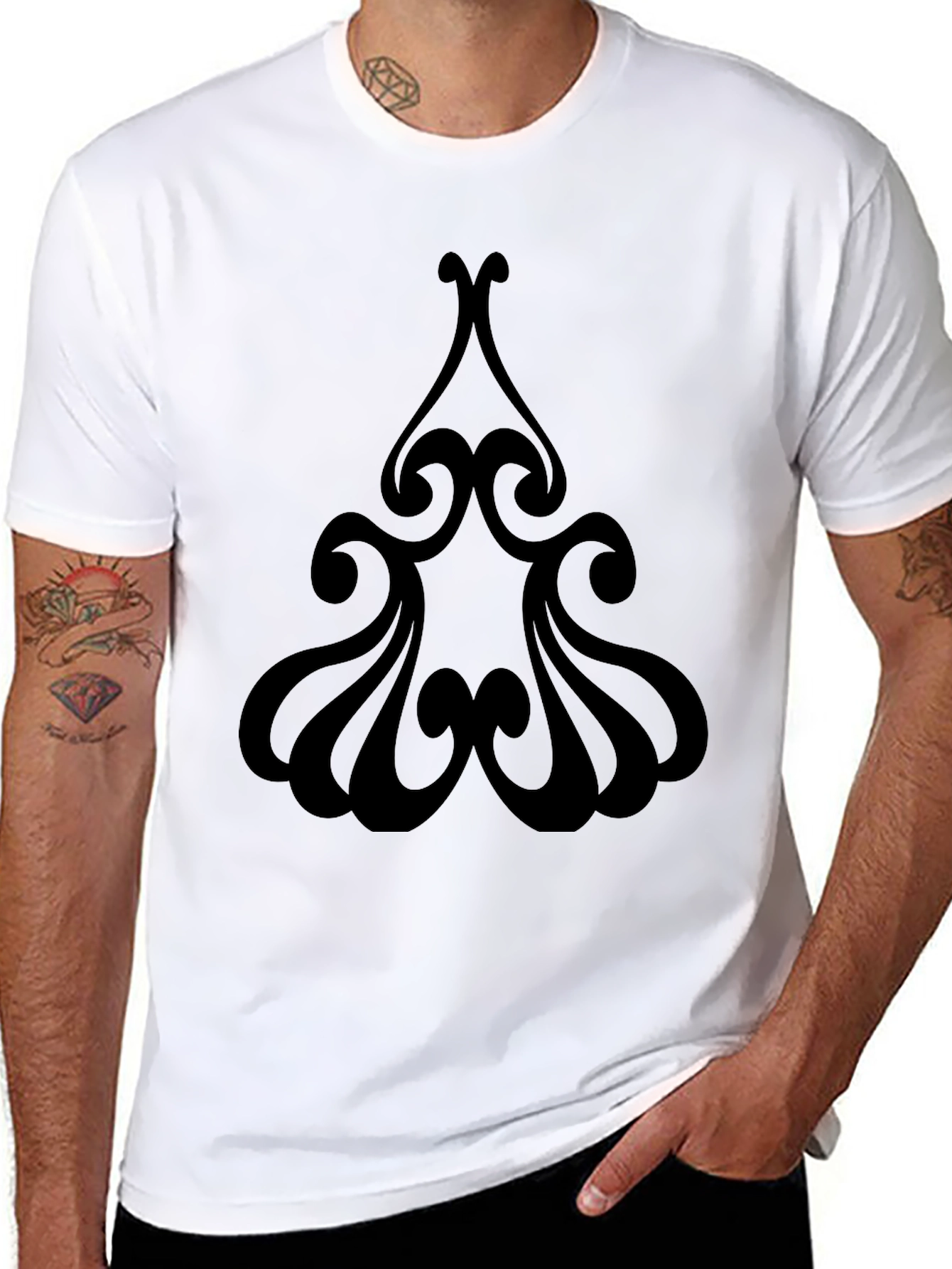 Black T-Shirt with Abstract Design
