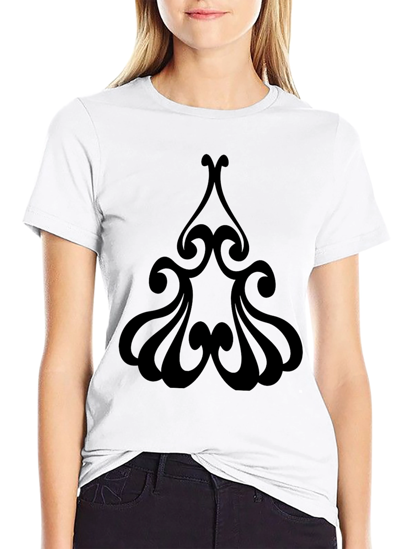 Black T-Shirt with Abstract Design