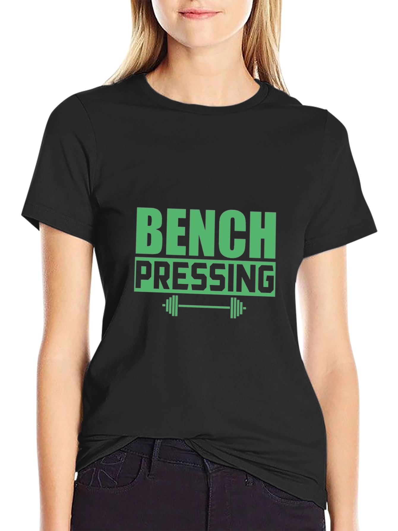 Bench Pressing Black T-Shirt - Gym Workout Apparel