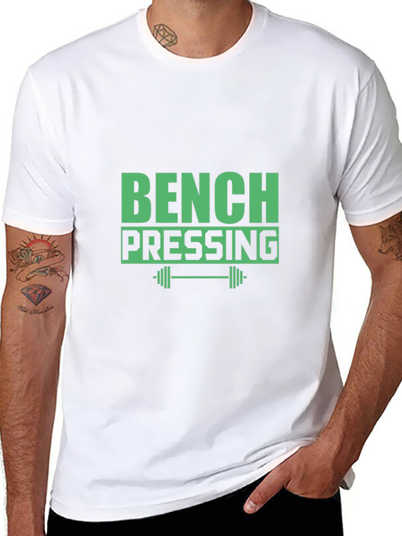 Bench Pressing Black T-Shirt - Gym Workout Apparel