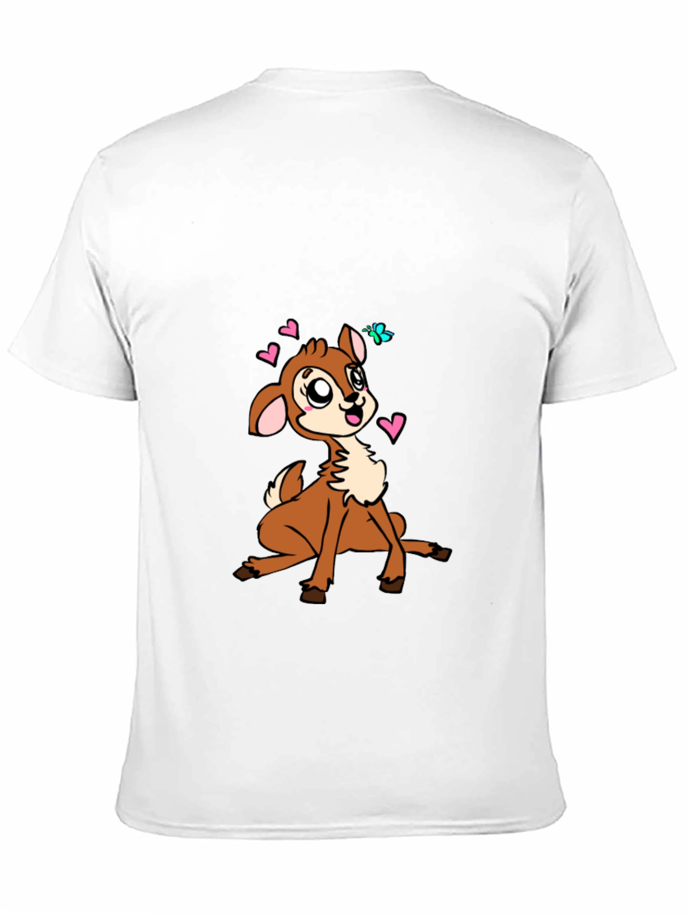 Cute Deer Graphic Tee - Black Cotton Blend Casual Shirt