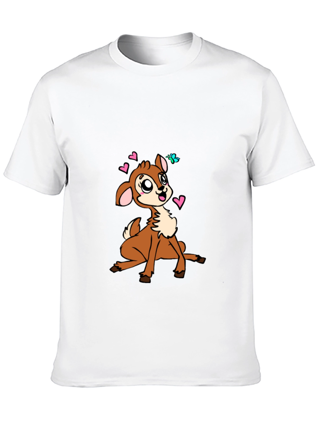 Cute Deer Graphic Tee - Black Cotton Blend Casual Shirt