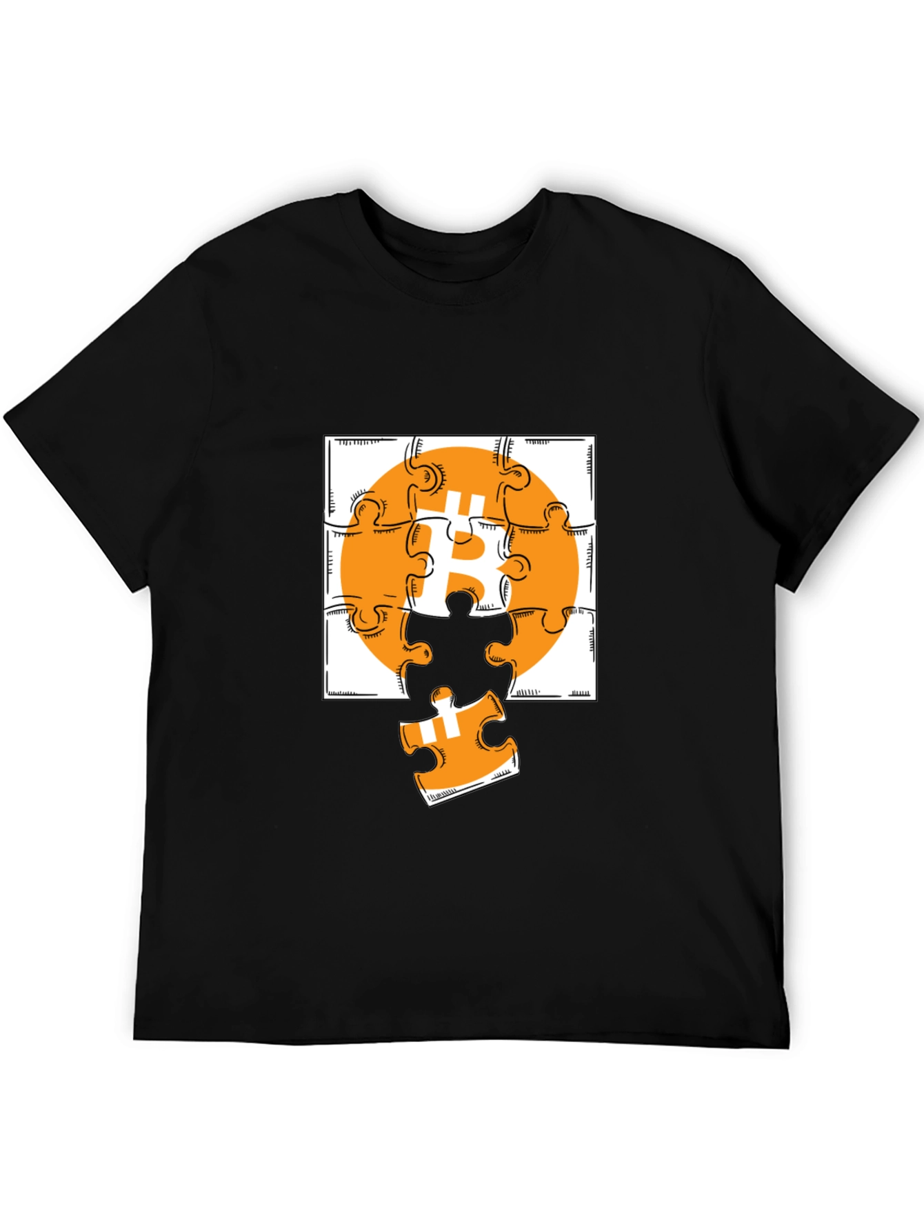 Bitcoin Puzzle Graphic Tee - Black Crypto Shirt