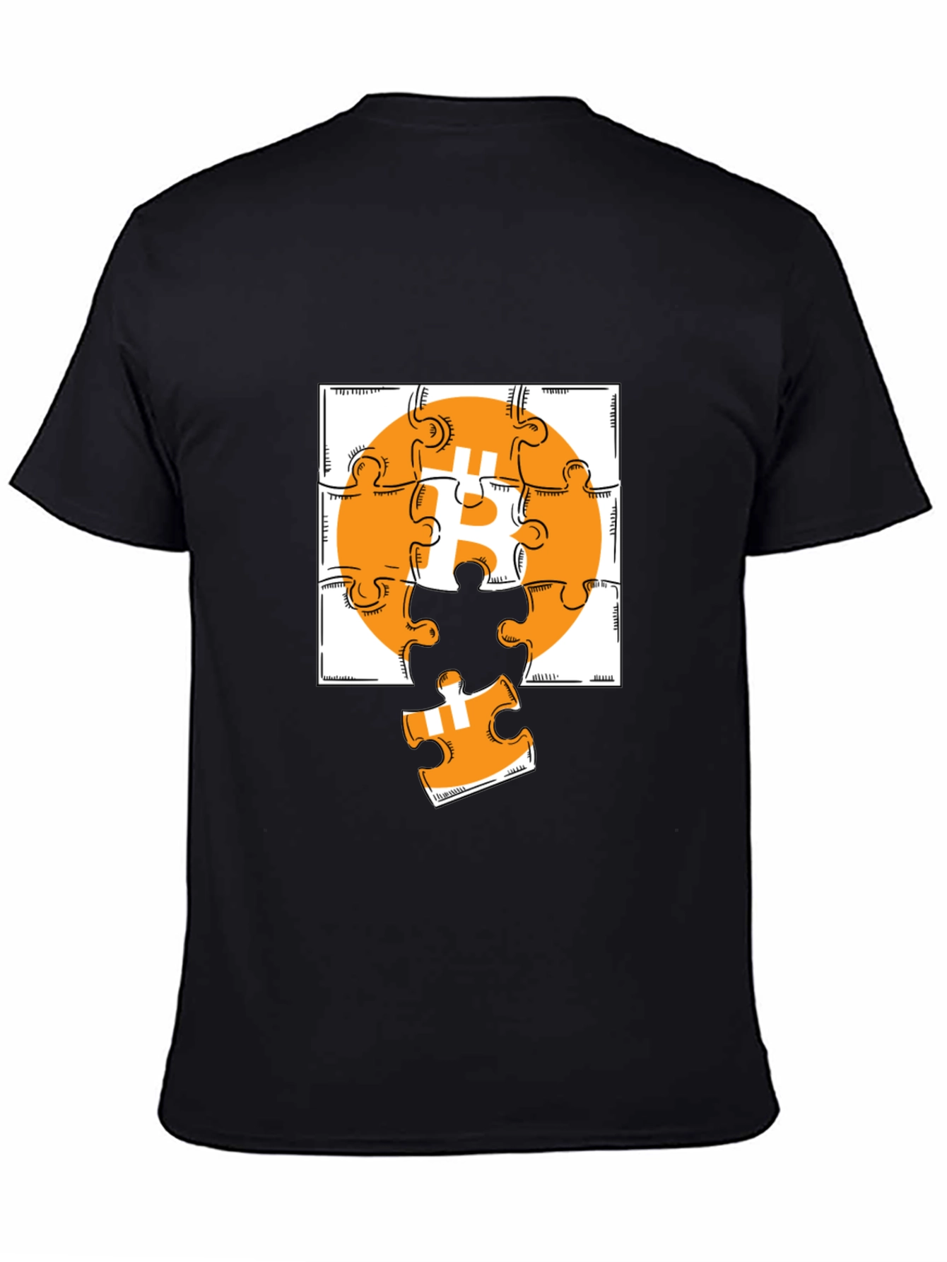 Bitcoin Puzzle Graphic Tee - Black Crypto Shirt