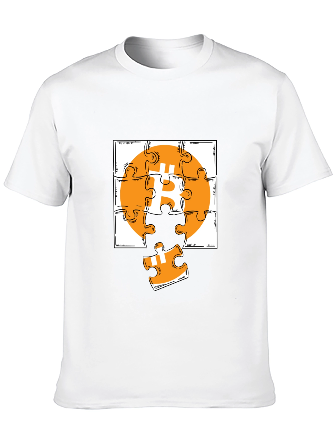 Bitcoin Puzzle Graphic Tee - Black Crypto Shirt