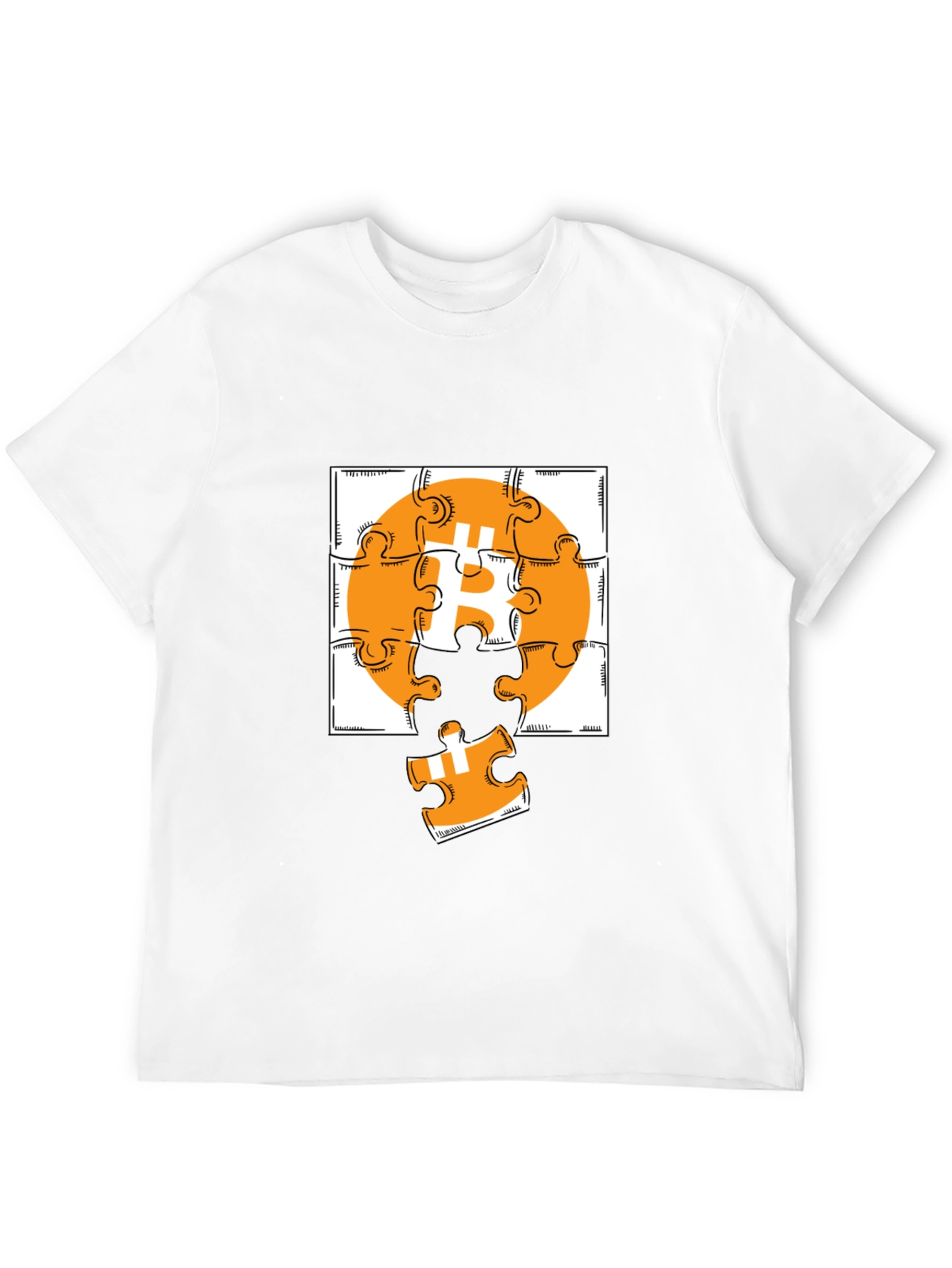 Bitcoin Puzzle Graphic Tee - Black Crypto Shirt